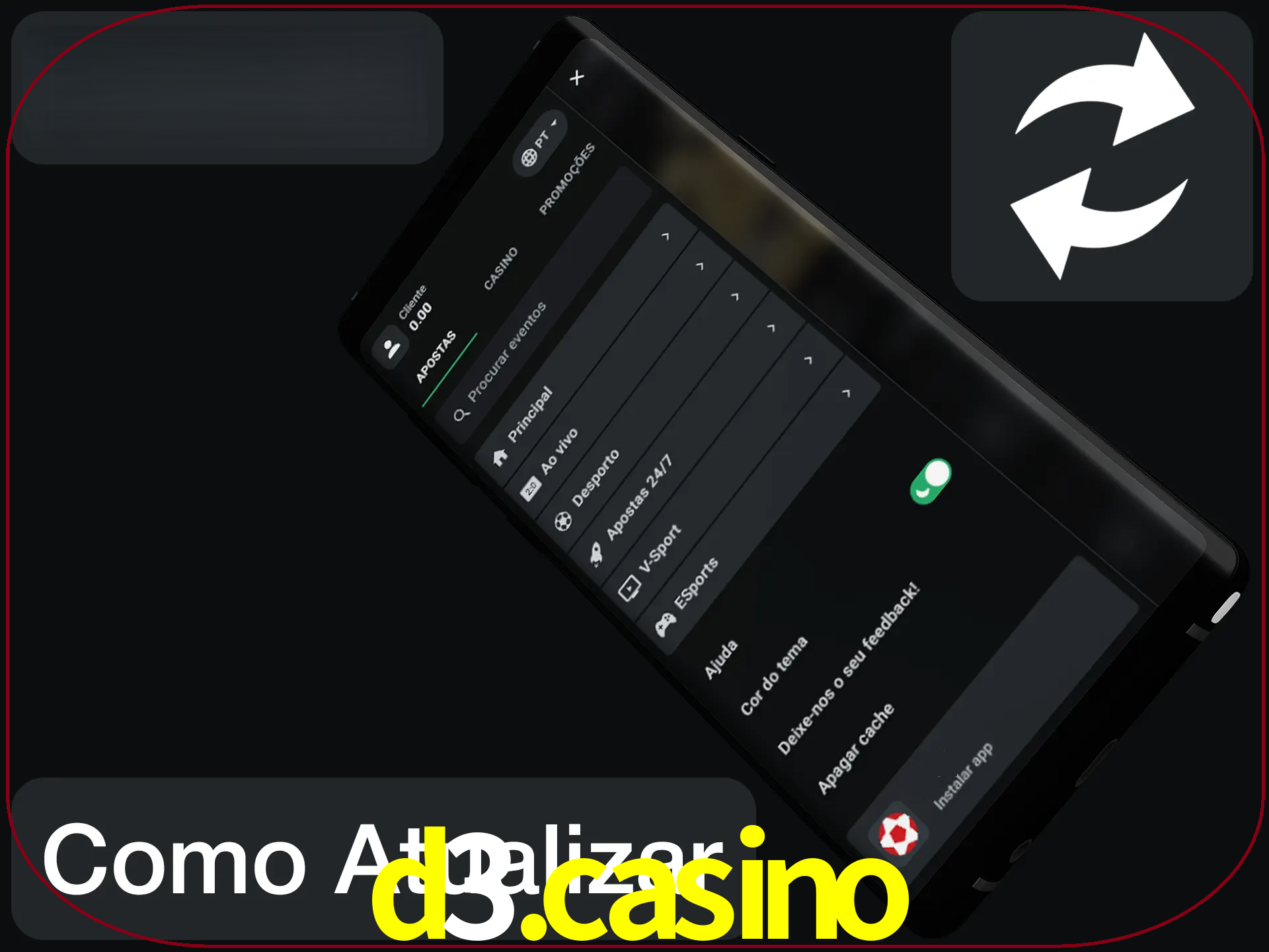 O aplicativo é atualizado automaticamente quando você faz o login.