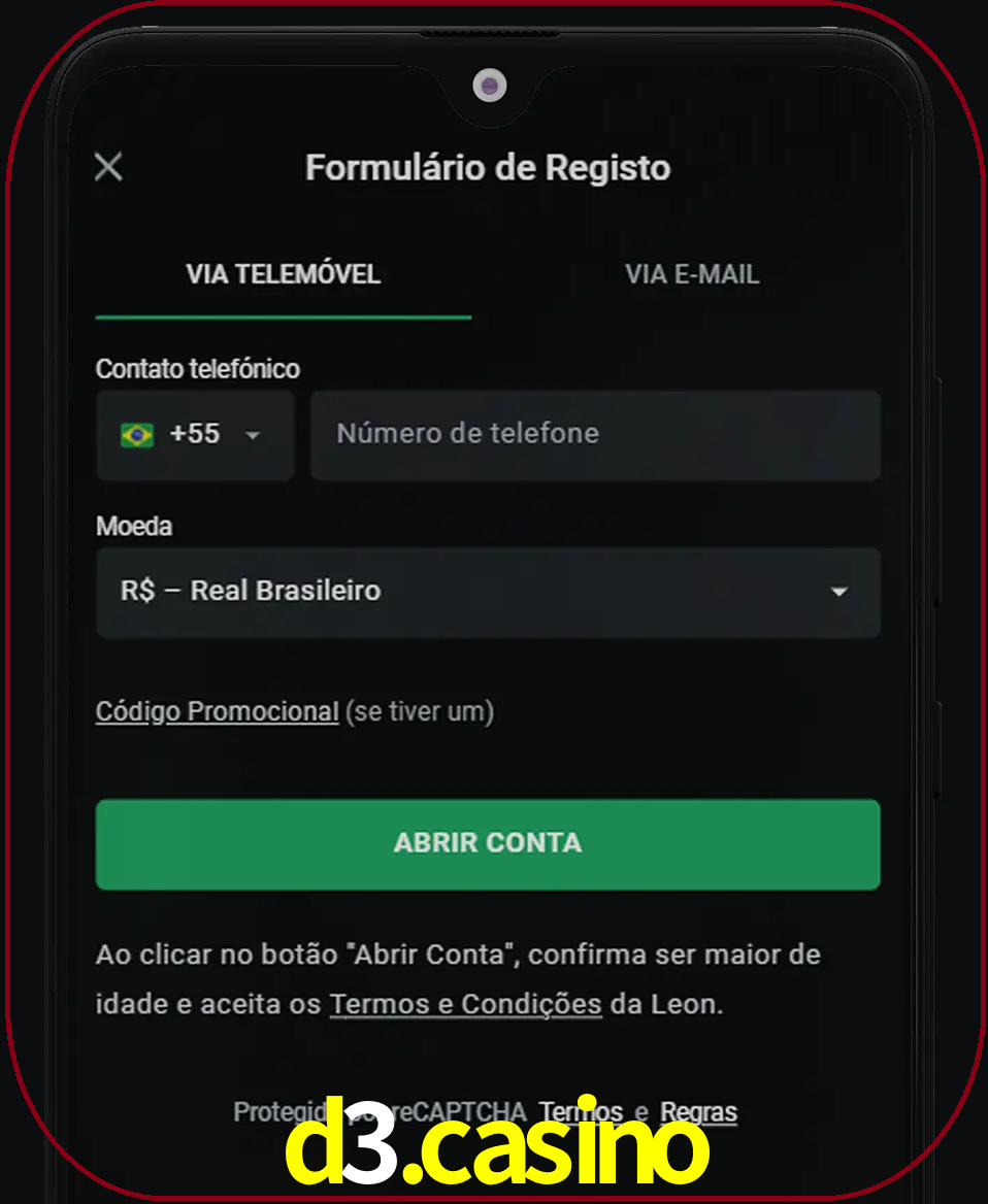 Abra o aplicativo e inicie o processo de registro.