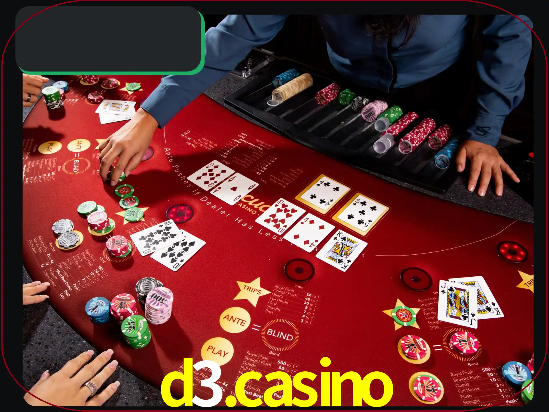 Jogue pôquer com pessoas reais em uma mesa.