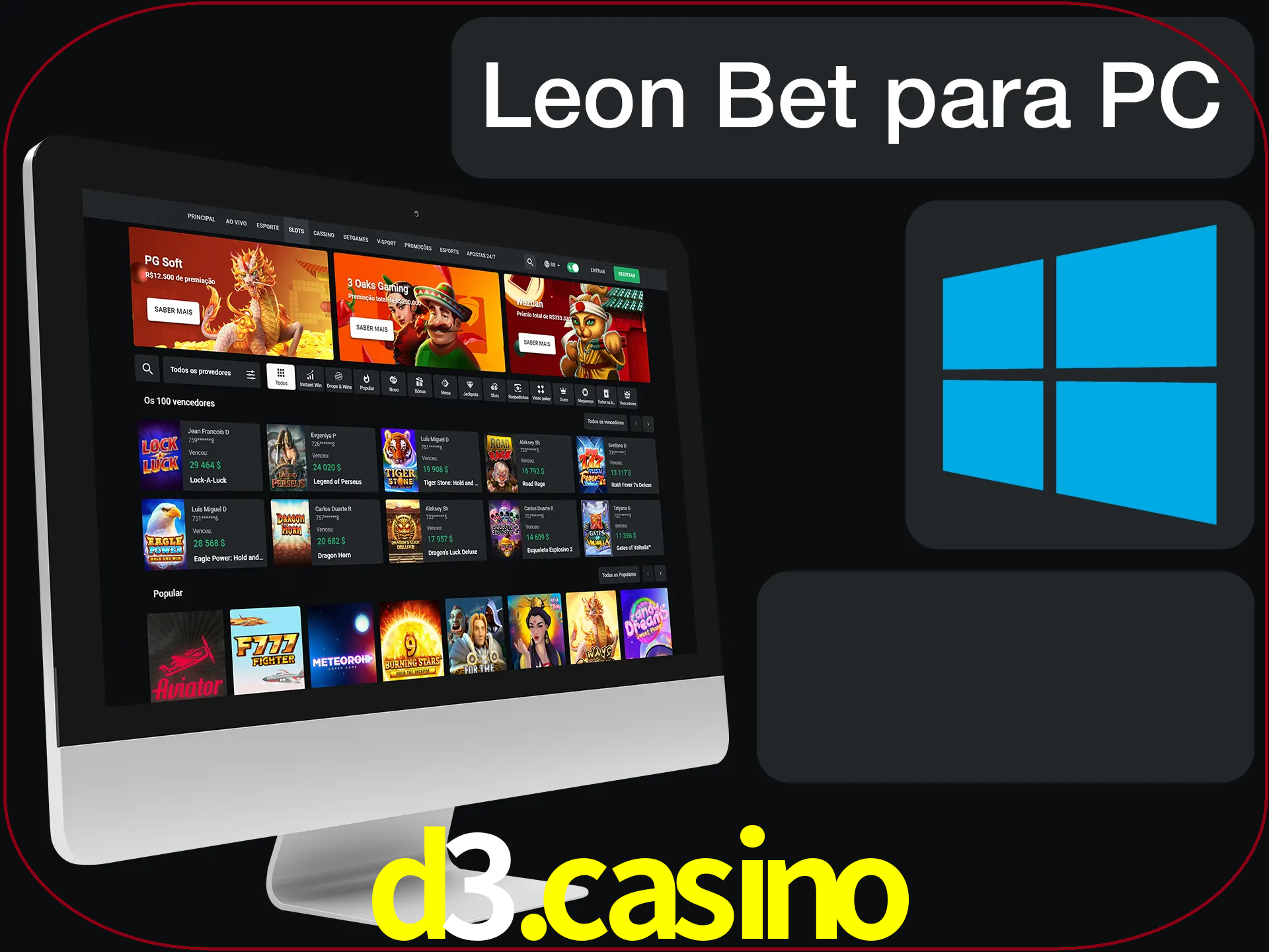 Aposte e jogue em nosso cassino usando o PC.