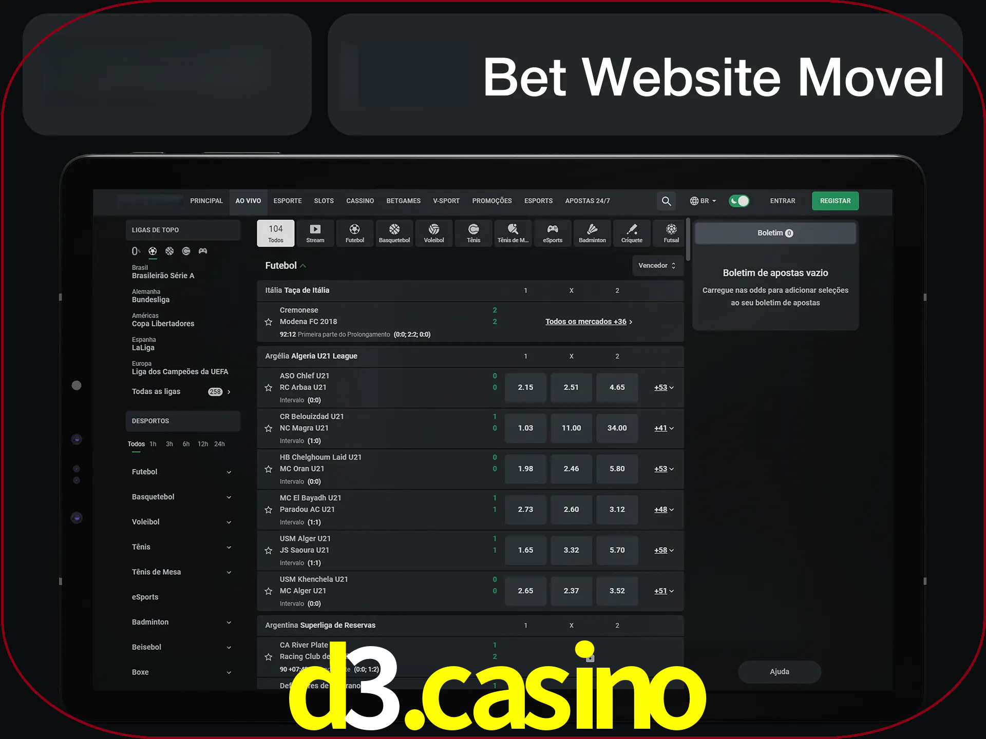 Use nosso website em qualquer dispositivo.